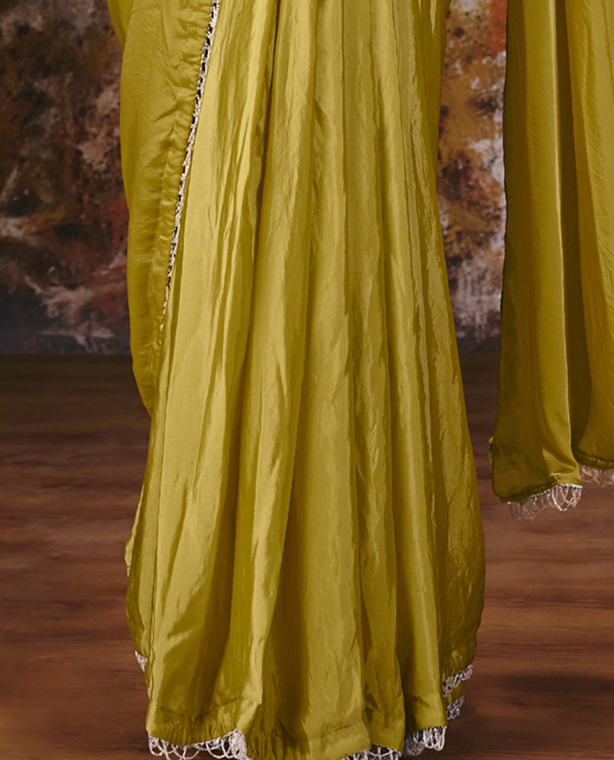 27116 - Yellow Embroidered Wedding Party Designer Saree